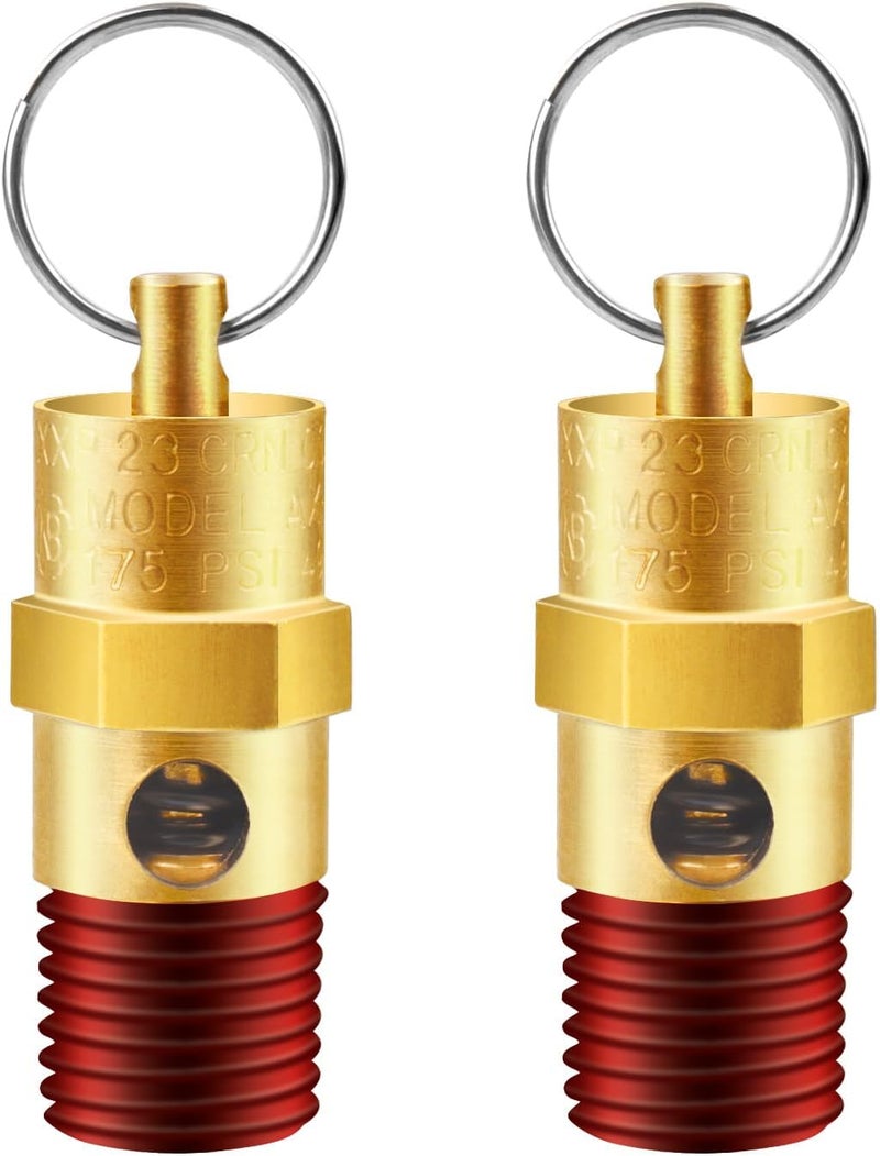 TOPGO 2 Pieces 1/4'' Male 175 PSI NPT Air Compressor Pressure Relief Valve Brass Safety Valve Air Compressor Check Valve - Image 1